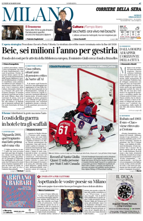 Cover of Corriere della Sera (Milano)