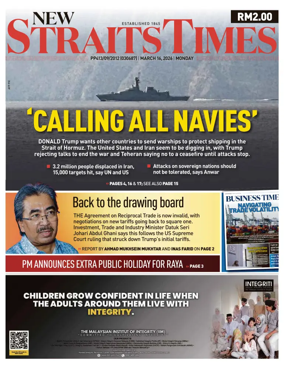 Cover of New Straits Times