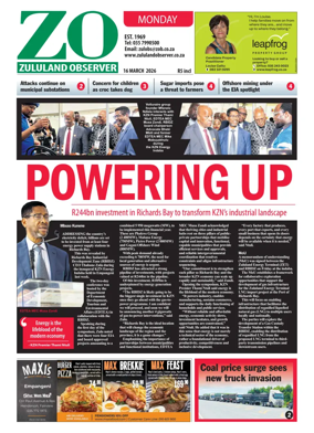 Cover of Zululand Observer - Monday