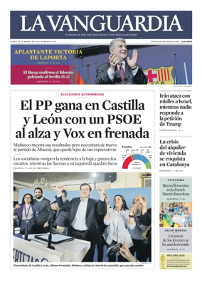 Cover of La Vanguardia (Catala)