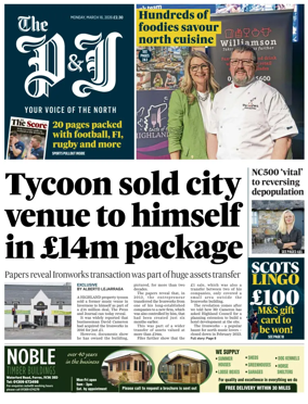 Cover of The Press and Journal (Inverness Highlands and Islands)