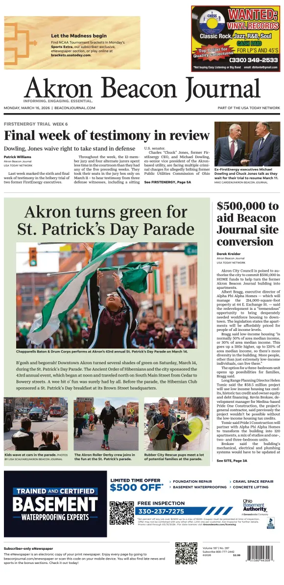 Cover of Akron Beacon Journal