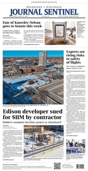 Cover of Milwaukee Journal Sentinel