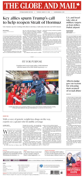 Cover of The Globe and Mail (Ottawa/Quebec Edition)