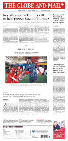 Cover of The Globe and Mail (Prairie Edition)