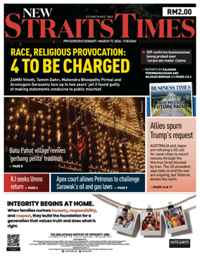 Cover of New Straits Times