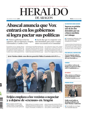 Cover of Heraldo de Aragon