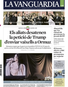 Cover of La Vanguardia (Catalonia - 1st edition)