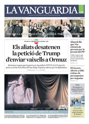 Cover of La Vanguardia (Catala)