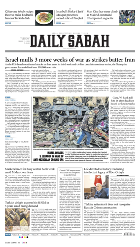 Cover of Daily Sabah (Turkey)