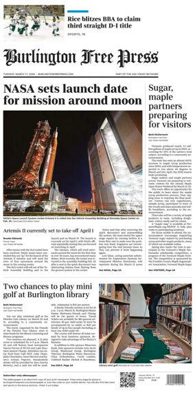 Cover of Burlington Free Press