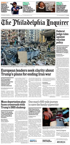 Cover of The Philadelphia Inquirer (South Jersey edition)