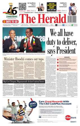 Cover of The Herald (Zimbabwe)