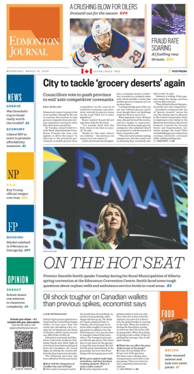 Cover of Edmonton Journal