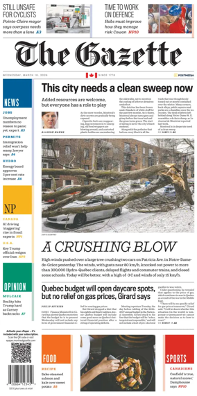 Cover of Montreal Gazette