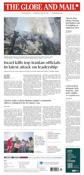 Cover of The Globe and Mail (Alberta Edition)