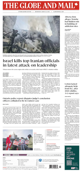 Cover of The Globe and Mail (Ottawa/Quebec Edition)