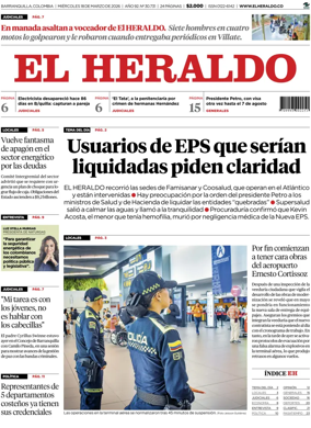 Cover of El Heraldo (Colombia)