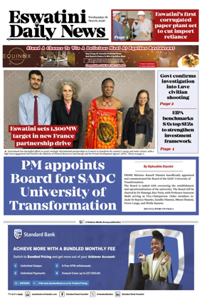 Cover of Eswatini Daily News