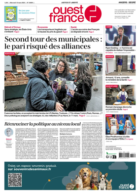 Cover of Ouest France (Angers / Segre)