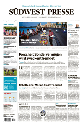 Cover of Sudwest Presse - Metzinger Uracher Volksblatt - Der Ermstalbote