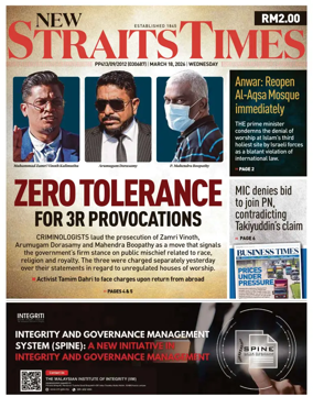 Cover of New Straits Times