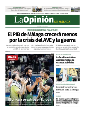 Cover of La Opinion de Malaga