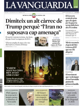 Cover of La Vanguardia (Catalonia - 1st edition)
