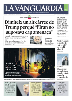 Cover of La Vanguardia (Catala)