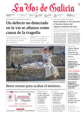 Cover of La Voz de Galicia (Santiago)
