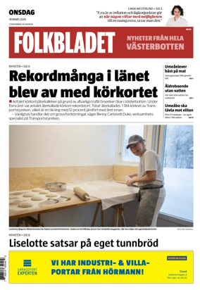 Cover of Folkbladet Vasterbotten