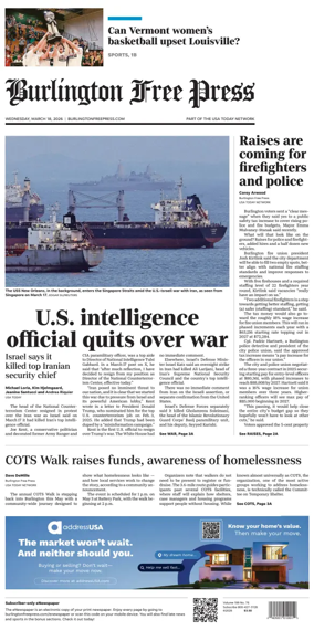 Cover of Burlington Free Press