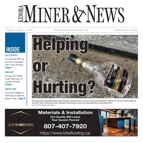 Cover of Kenora Daily Miner and News