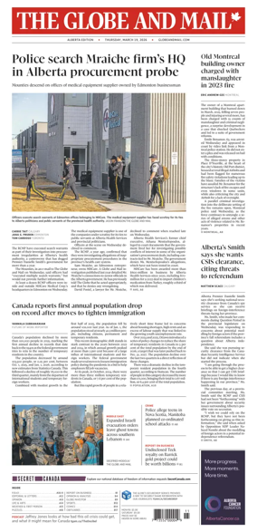 Cover of The Globe and Mail (Alberta Edition)