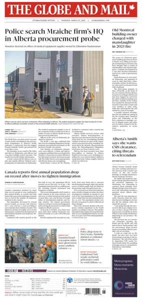 Cover of The Globe and Mail (Ottawa/Quebec Edition)