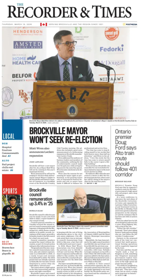 Cover of The Recorder & Times (Brockville)