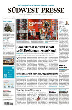 Cover of Sudwest Presse - Metzinger Uracher Volksblatt - Der Ermstalbote