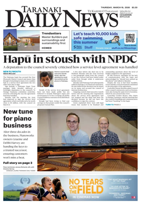 Cover of Taranaki Daily News