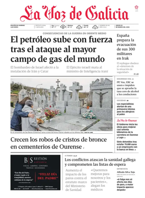 Cover of La Voz de Galicia (Ourense)