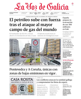 Cover of La Voz de Galicia (Pontevedra)