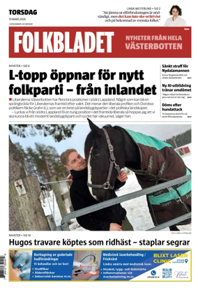 Cover of Folkbladet Vasterbotten