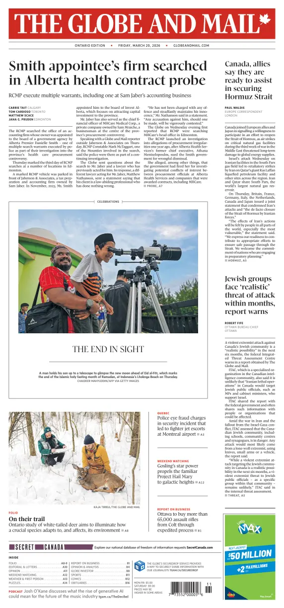 Cover of The Globe and Mail (Ontario Edition)