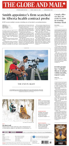 Cover of The Globe and Mail (Ottawa/Quebec Edition)