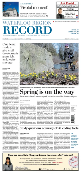 Cover of Waterloo Region Record