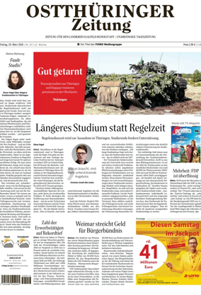 Cover of Ostthuringer Zeitung (Landkreis Saalfeld-Rudolstadt)