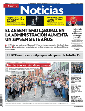 Cover of Diario de Noticias (Spain)