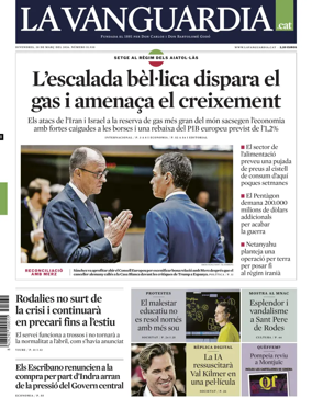 Cover of La Vanguardia (Catalonia - 1st edition)