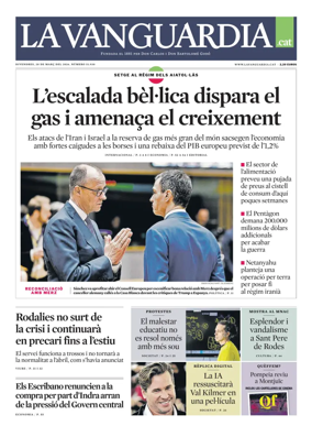 Cover of La Vanguardia (Catala)