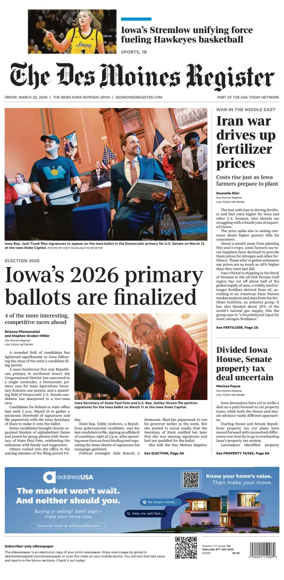 Cover of The Des Moines Register