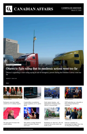 Cover of Canadian Affairs News Compiled Edition